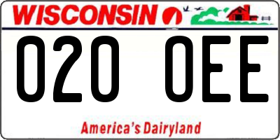 WI license plate 020OEE