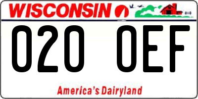 WI license plate 020OEF
