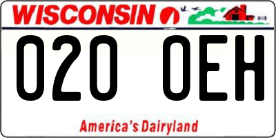 WI license plate 020OEH