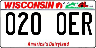 WI license plate 020OER