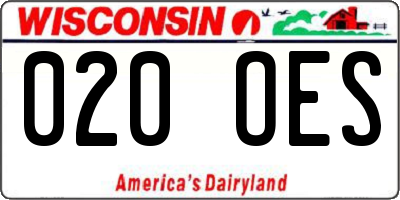 WI license plate 020OES
