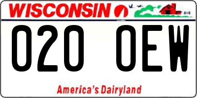 WI license plate 020OEW
