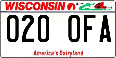 WI license plate 020OFA