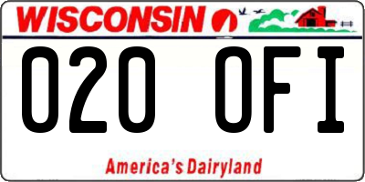 WI license plate 020OFI