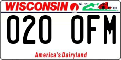 WI license plate 020OFM