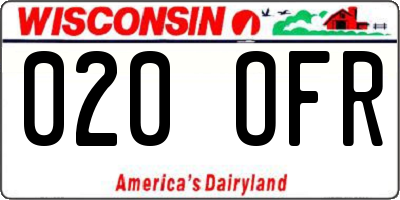 WI license plate 020OFR