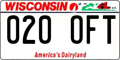 WI license plate 020OFT