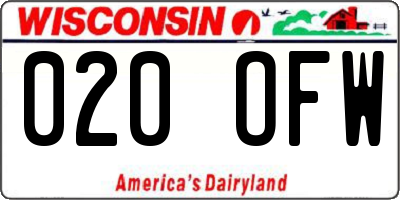WI license plate 020OFW