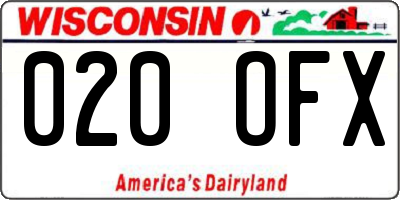 WI license plate 020OFX