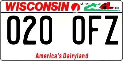 WI license plate 020OFZ