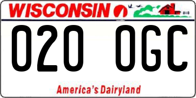 WI license plate 020OGC