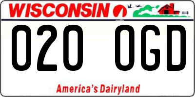 WI license plate 020OGD