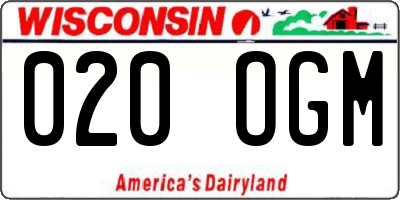 WI license plate 020OGM