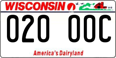 WI license plate 020OOC