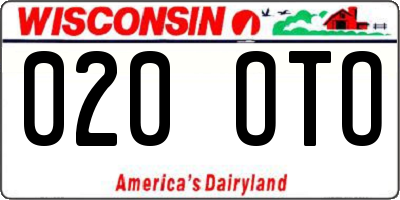 WI license plate 020OTO