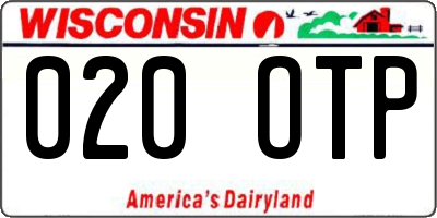 WI license plate 020OTP