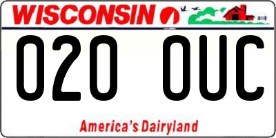 WI license plate 020OUC