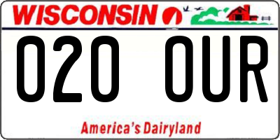 WI license plate 020OUR