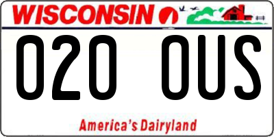 WI license plate 020OUS