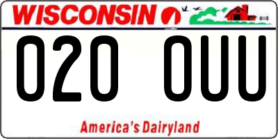 WI license plate 020OUU