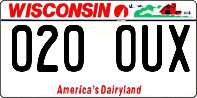 WI license plate 020OUX