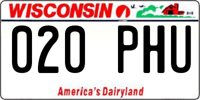WI license plate 020PHU