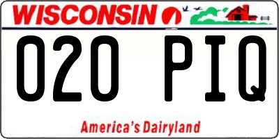WI license plate 020PIQ