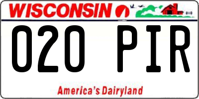 WI license plate 020PIR
