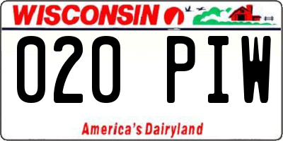 WI license plate 020PIW
