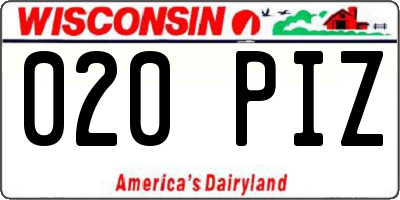 WI license plate 020PIZ