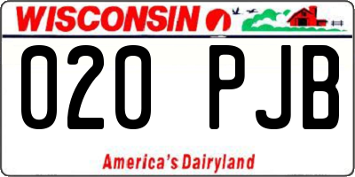 WI license plate 020PJB