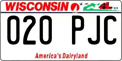 WI license plate 020PJC