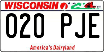 WI license plate 020PJE