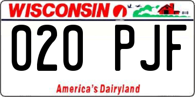 WI license plate 020PJF
