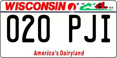 WI license plate 020PJI