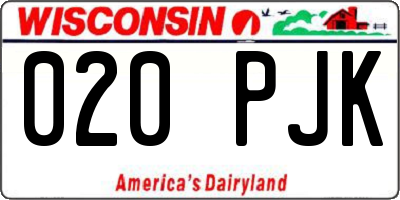 WI license plate 020PJK