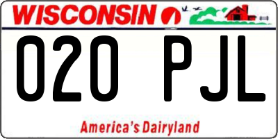 WI license plate 020PJL