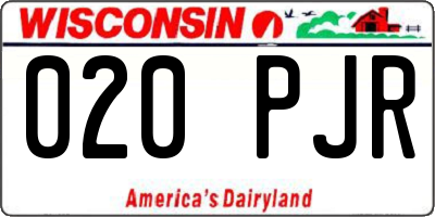 WI license plate 020PJR