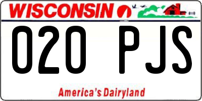 WI license plate 020PJS