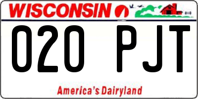 WI license plate 020PJT