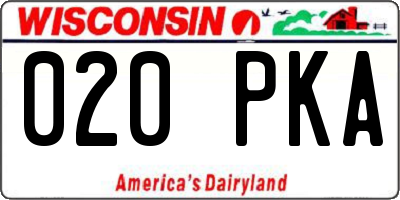 WI license plate 020PKA