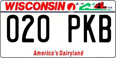 WI license plate 020PKB