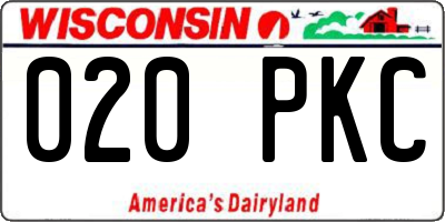 WI license plate 020PKC
