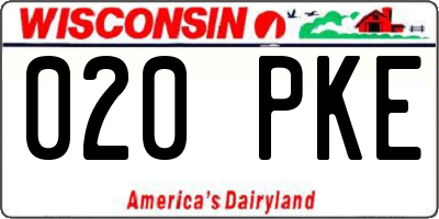 WI license plate 020PKE