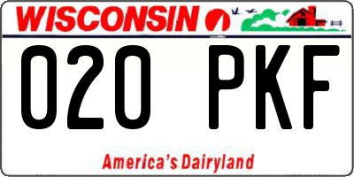 WI license plate 020PKF