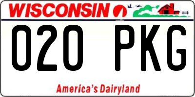 WI license plate 020PKG