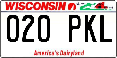 WI license plate 020PKL