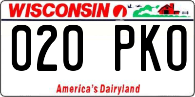 WI license plate 020PKO