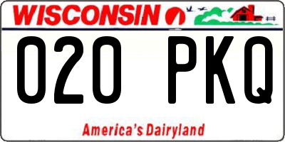 WI license plate 020PKQ