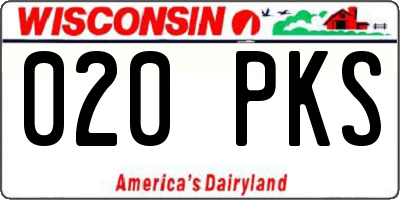 WI license plate 020PKS